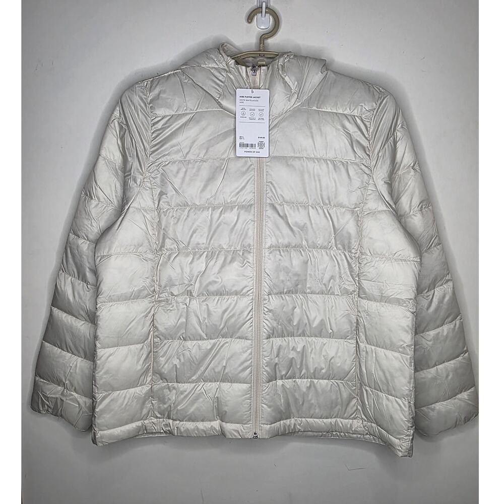 NWT Athleta Aire hooded puffer jacket - bone off white - XL   #413704